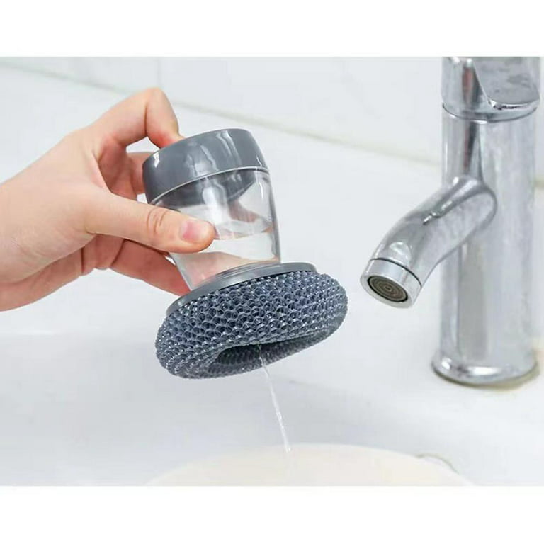 Mitsico Wire Ball Cleaning Scrubber Brush, Dish Washing Soap Dispensing  Palm Brush