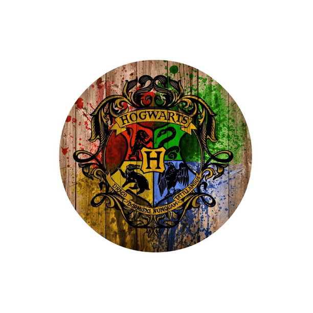 Harry Potter Hogwarts Logo on Wood Background Edible Icing Image 