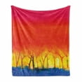 thumbnail image 1 of Fantasy Soft Flannel Fleece Throw Blanket, Abstract Tree in Various Tones Watercolor Style Paintbrush Artwork, Cozy Plush for Indoor and Outdoor Use, 50" x 70", Fuchsia Orange, by Ambesonne, 1 of 6
