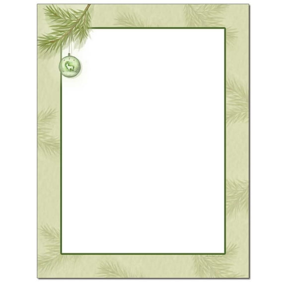 Pine Branch Letterhead Printer & Copy Christmas, Holiday Paper, 100 Sheets per Pack