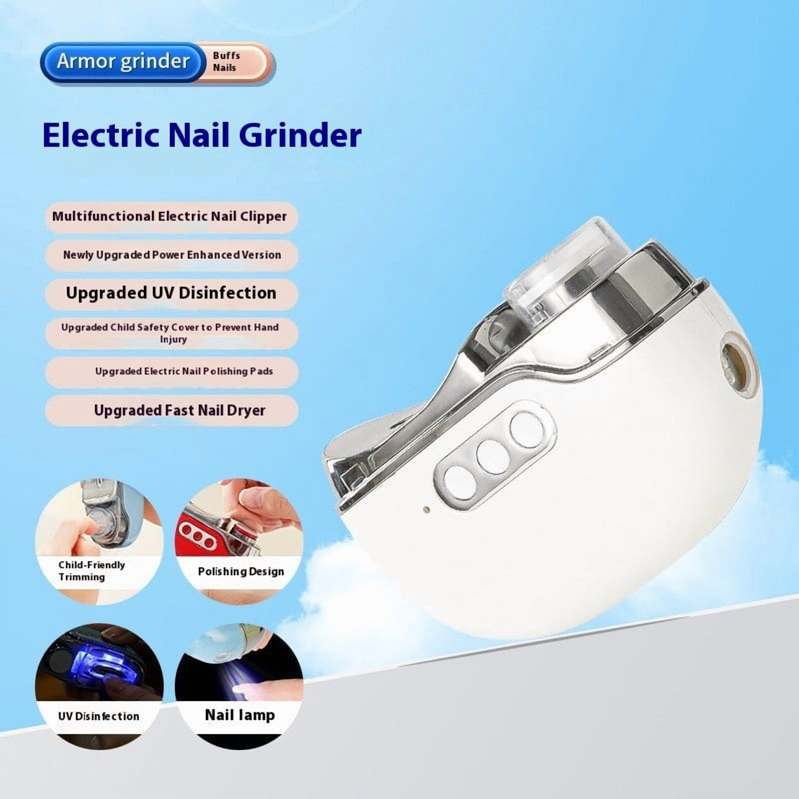 Upgraded 4-in-1 Electric Nail Clipper with Collector & LED Light, Automatic Electric Fingernail Clippers for Women Man, Nail File Toenail Trimmer for Baby Kids Adults Senior