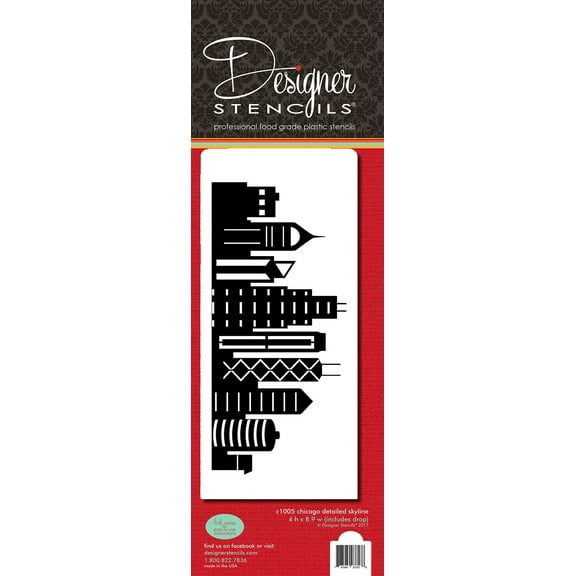 Chicago Detailed Skyline Cake Stencil Side C1005 by Designer Stencils