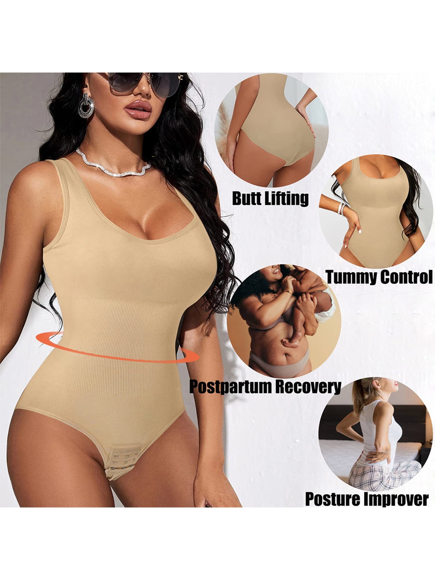 LAPA Women Shapewear Bodysuit Tummy Control Seamfree Body Shaper Slimming  Tank Tops