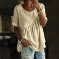 thumbnail image 2 of Ruimatai Womens Ruched Front Short Sleeve Blouse Casual Loose Fit Nylon Spandex Tops for Daily Wear Office Vacation, 2 of 9