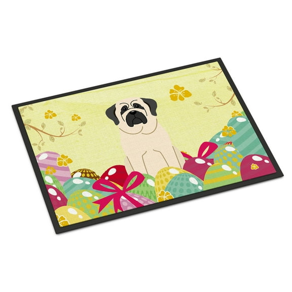 Carolines Treasures BB6017MAT 18 x 27 in. Easter Eggs Mastiff White Indoor or Outdoor Mat