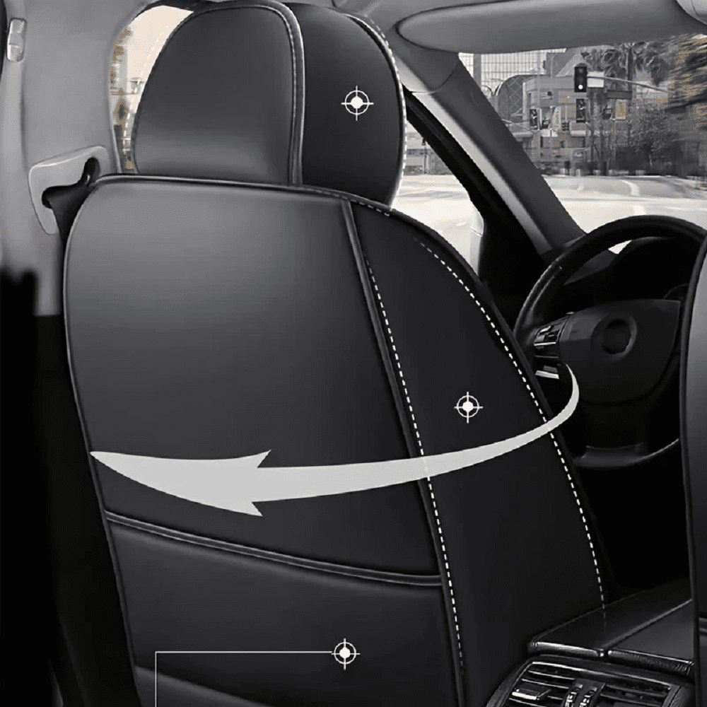 2 pack Car Seat Covers Set, Waterproof Faux Leather Seat Covers for Cars Universal Fit for SUV, Truck, Black Premium Car Seat Protector(Black-red)