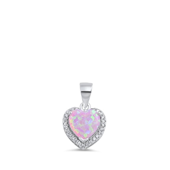 Detailed Heart Pendant Pink Simulated Opal .925 Sterling Silver Promise Charm Jewelry Female Unisex