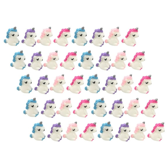 PBPBOX 40Pcs Miniature Unicorn Ornament Resin Decor Rose Red for Home Decoration