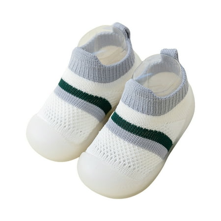 Yindaity Shoes for Baby Boy Baby Boys Girls Shoes Non-Slip Rubber Sole Sneakers First Walking Toddler Crib Shoes Loafers Flats (Grey 12-18Months)