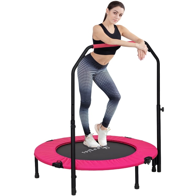 Soozier 40" Rebounder Trampoline for Adult with Adjustable Handle, Pink