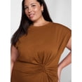 thumbnail image 3 of Terra & Sky Women's Plus Ruched Front Maxi Dress with Short Sleeves, Sizes 0X-5X, 3 of 5