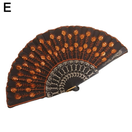 

Hand Held Chinese Fans Spanish Dance Flowers Peacock Folding Fans Party M2G7