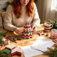 thumbnail image 2 of DIY Christmas Tree Sewing Kit, Fabric Patchwork Kit with Felt and Tools, Holiday Desktop Craft (Colorful), 2 of 7