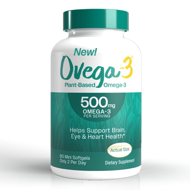 Suplemento de aceite de algas omega-3 de origen vegetal OVEGA-3, 500 mg, 60 unidades