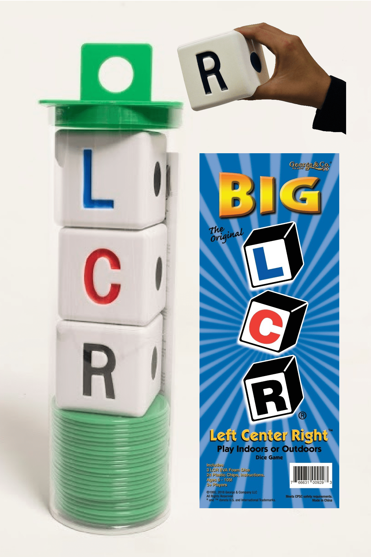 BIG LCR® Left Center Right™ Dice Game - Classic (GREEN)