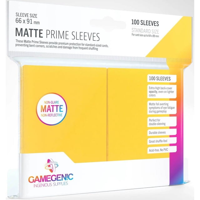 Fundas para Cartas Gamegenic Matte Prime 66x91 mm Paquete de 100 Amarillas