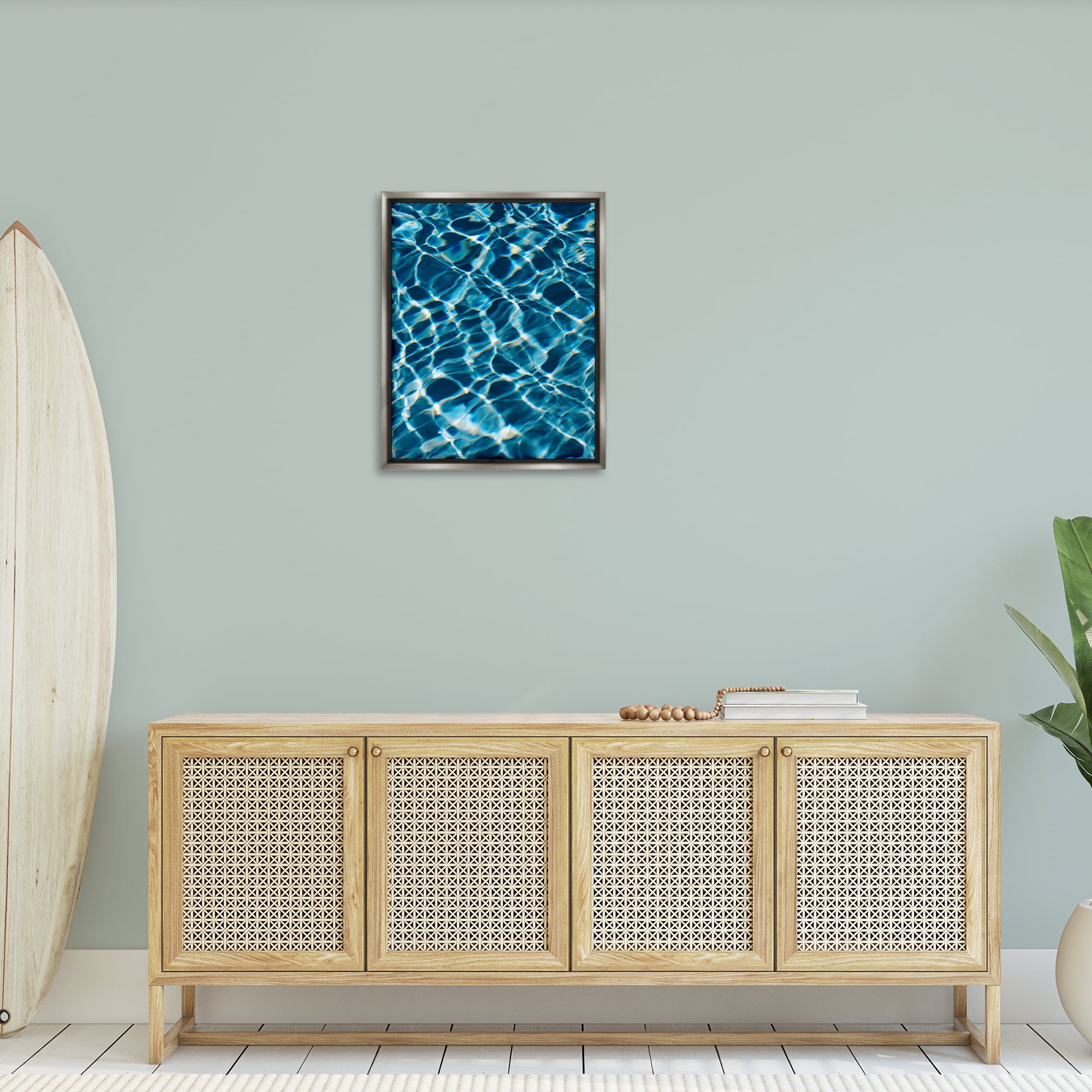 Stupell Industries Beach Water Pattern Abstract Painting Gray Floater Framed Canvas Art Print Wall Art, 25 x 31