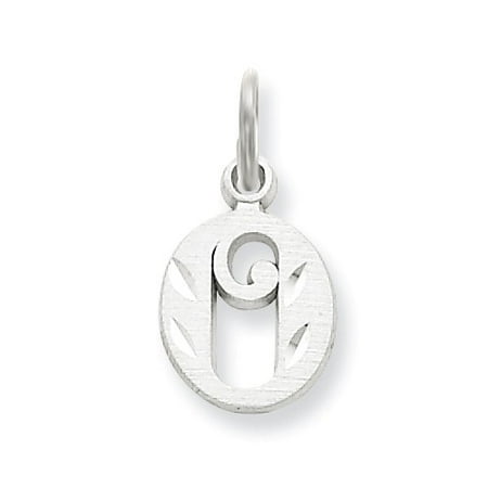 14k White Gold D/C Initial O Charm Pendant