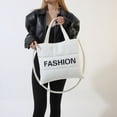 thumbnail image 4 of Bolso de viaje diario para mujer y niña, con cierre de cerrojo, con patrón de letras, bolso de hombro para uso diario, 4 of 8