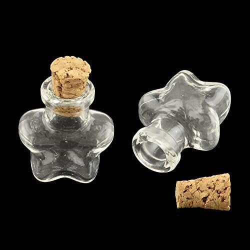 10Pcs Star Glass Bottle Glass Bead Containers with Cork Stopper Clear Wishing Bottle for DIY Art Craft Jewelry Crafts Supplier Elegant Gifts 25x20x12mm ClearDIY