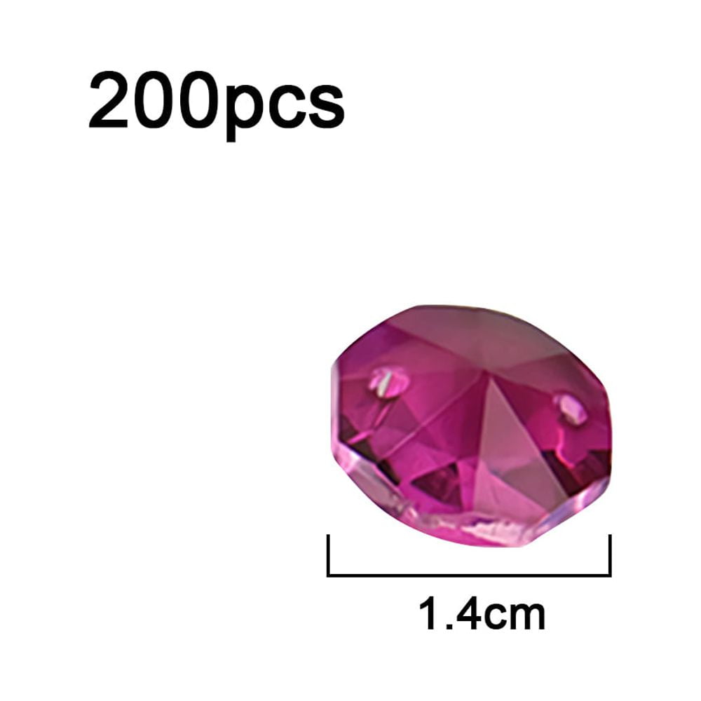 TuseyRxln 14mm 200Pcs Crystal Octagon Beads 2 Hole DIY Wedding and Home Decor Crystal Accessories