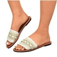 thumbnail image 4 of Xfvqtps Slide Sandals for Women Flat Boho Single Strap Open Toe Non Slip Beach Summer Slides Slippers White, 4 of 4