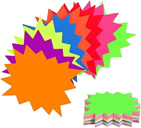 400 Pieces Yard Sale Price Stickers, Vision Board Supplies Starburst Neon Poster Decorations for Fluorescent Bulletin Board Decorations Retail Yard Garage Sale Signs (3.5 * 2.8 Inch)