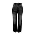thumbnail image 4 of QHFBli Womens High Waisted Rhinestone Jeans Straight Chic Wide Leg Bling Black Denim Pants Teen Girls Loose Fit Pearl Jeans, 4 of 5