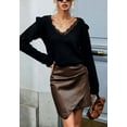 thumbnail image 2 of Lace Trim Ruffle Shoulder Sweater, Black, Small, 2 of 5