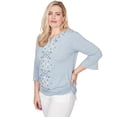 thumbnail image 3 of Alfred Dunner Womens Petite Center Scroll Embroidered Side Tie Top, 3 of 4