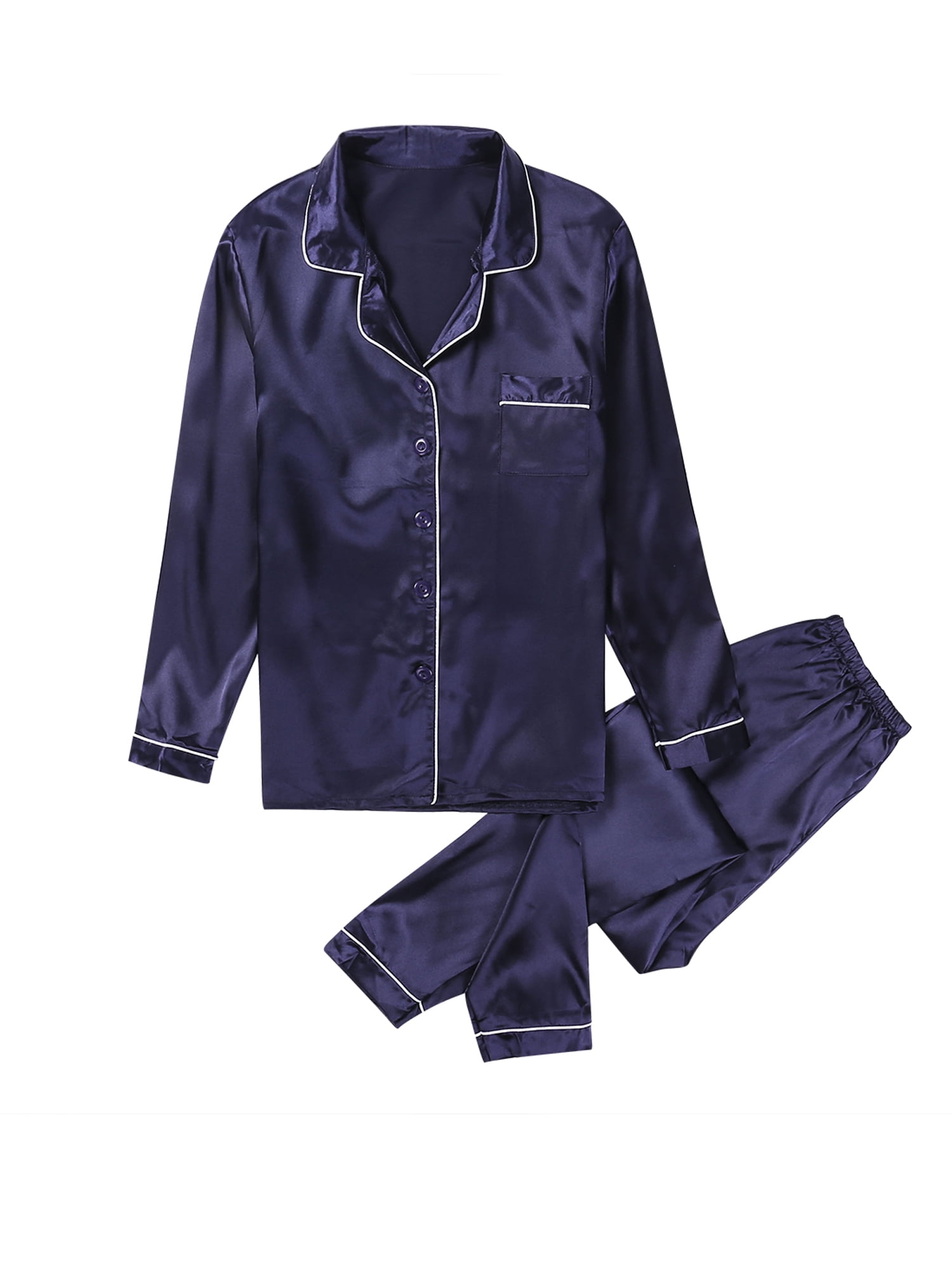 EDCRF Women'S Pajama Sets Silk Striped Pajama Set For Women Light Blue Silk  Pajamas Overnight Delivery Items Womens Satin Pj