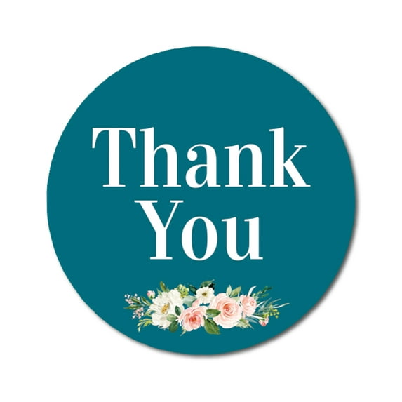 Darling Souvenir Round 45 Pcs Rose & Peony Floral Thank You Stickers Teal Blue Envelope Seal-1.6 Inches
