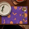 thumbnail image 4 of Purple Halloween Pumpkins Bats and Spiders Summer Placemats Table Placemats Set Of 6-Linen Kitchen Washable Placemats Table Mats 11.8"x17.7" Non-Slip Heat Resistant, 4 of 5