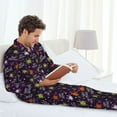 thumbnail image 6 of Fuzoiu Halloween Print Men's Long-Sleeved Pajama,Lounge Button Down Nightwear,Mens Notch Collar Pajama Set -Medium, 6 of 7