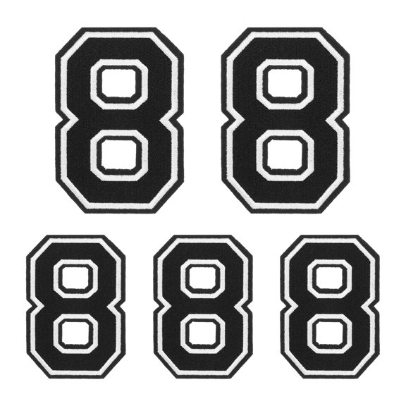 Iron on Number Patches, 5PCS Number 8 Iron on Embroidered Patch for Repairing Clothing (4.4"/3.1", Black )