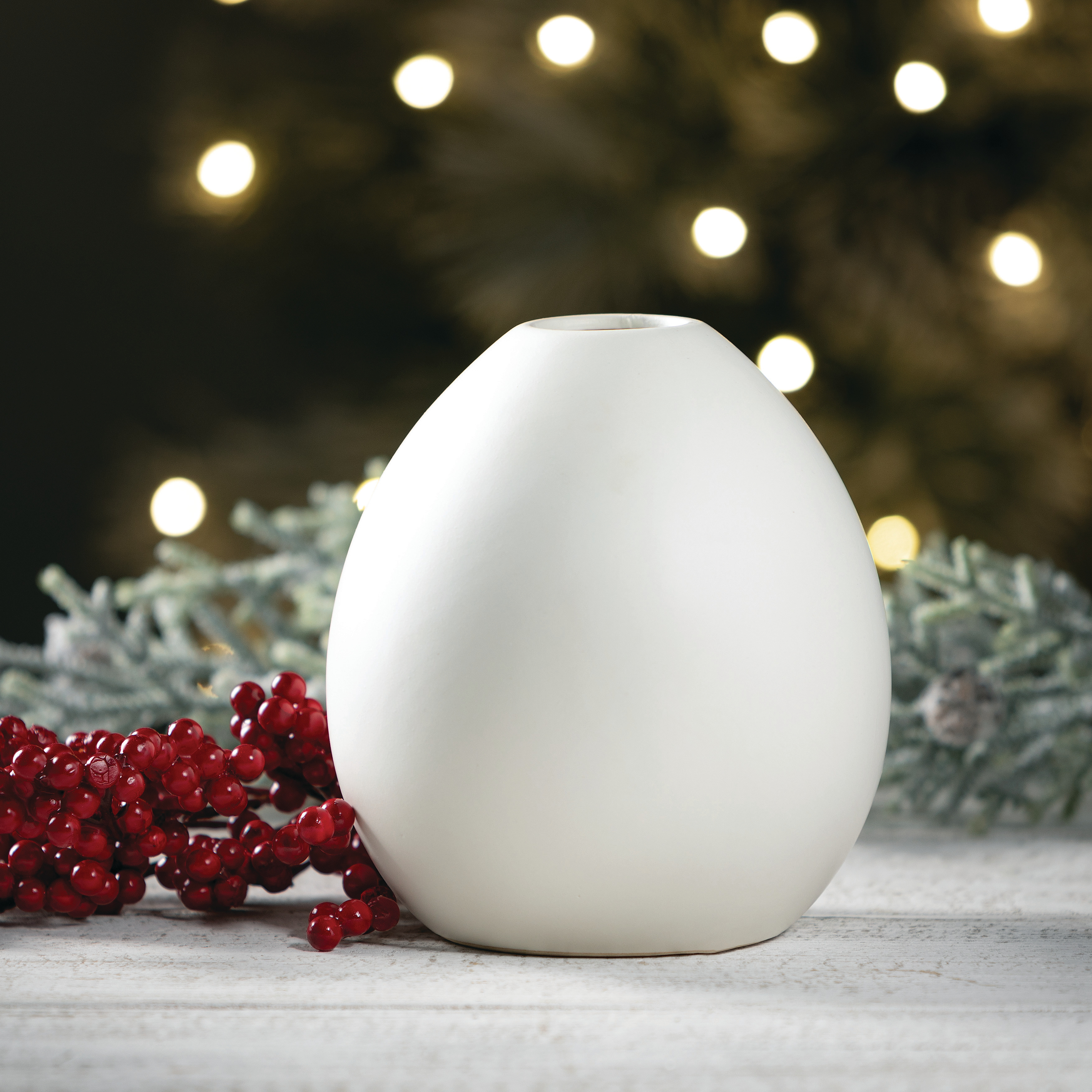 Sullivans 7.5" Modern Matte Ivory Oval Vase, Ceramic