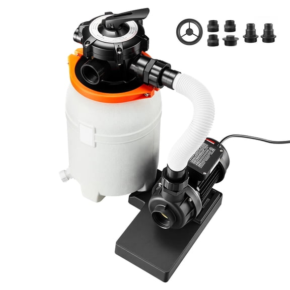 KFFKFF 10 in Sand Filter Pump for Above Ground Pool, 0.33 HP 3000 GPH, Swimming Pool Sand Filter Pump with Pre-Assembled Core & Leak-Resistant Design, 6-Way Valve, Efficient Filtration for Pools