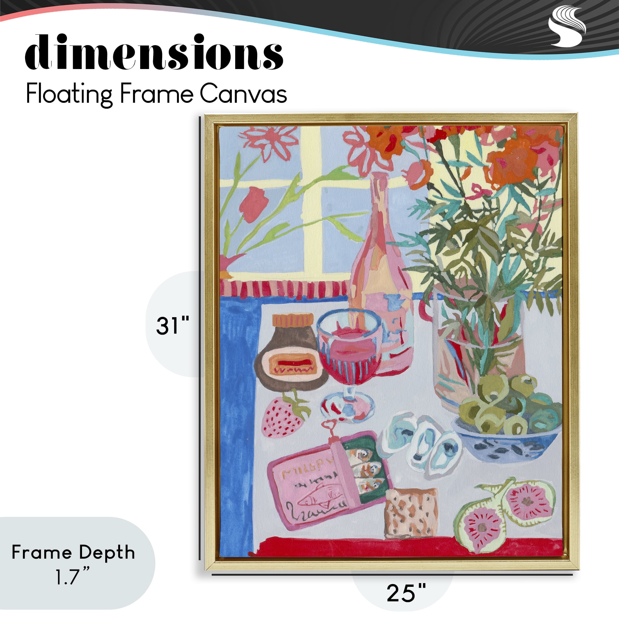 Stupell Industries Red & Blue Table Setting Gold Framed Floater Canvas Wall Art, design by Melissa Wang