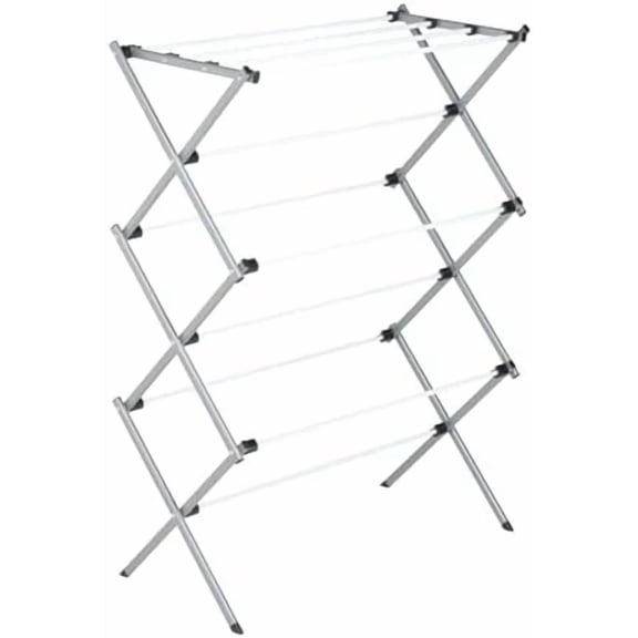 Deluxe Metal Collapsible Clothes Drying Rack, 50 lbs, 29" x 14.2" x 42.1", White & Grey
