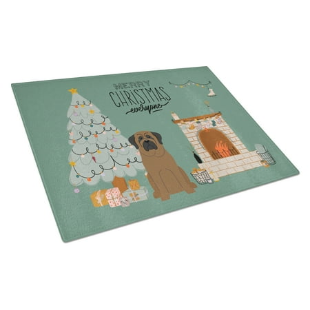 

Carolines Treasures CK7647LCB Bullmastiff Christmas Everyone Glass Cutting Board Large 12H x 16W multicolor