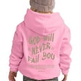 thumbnail image 2 of Christian Hoodies for Girls God Will Never Fail You Cute Bible Verse Graphic Hooded Sweatshirt with Pockets Pullover Tops, 2 of 7