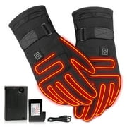 Electric Heated Gloves, Waterproof Men Gloves, Rechargeable Touchscreen Gloves, Heated Gloves for Outdoor Winter Sport Black