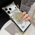 thumbnail image 3 of for iPhone Pro Max Glitter Case with Kickstand, Cute Bling Diamonds Butterfly Foldable Stand Shockproof Marble Shell Aurora Floral Pattern Girl Woman Soft Cover for iPhone Pro Max, White, 3 of 12
