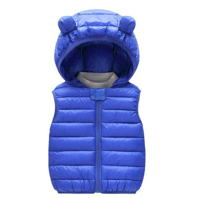 Gibobby Abrigos de invierno para niños y niñasNiños pequeños bebés niños niñas invierno cálido chaqueta sin mangas prendas de vestir exteriores sólido or(Azul, 18-24 Meses)