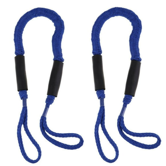 2Pcs 3.5-5.5ft Bungee Dock Line Mooring Stretch Rope Quick Docking for Boat (Blue)
