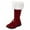 Red, variant on Christmas Santa Claus Boots Men's Wide Calf Santa Combat Boots with White Plush Foot Bells Buckle Strap for Halloween Christmas