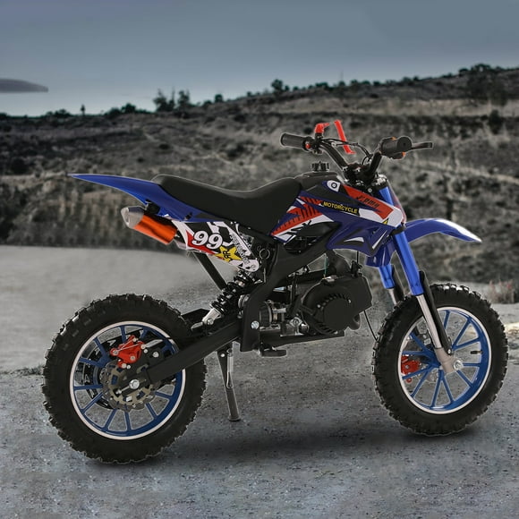 ASKMZ 49cc Mini Dirt Bike, Gas Power Off-Road Motorcycle with Disc Brakes, 40KM/H Max Speed (Blue)