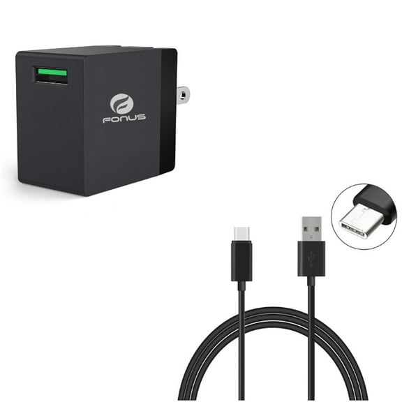 Fast Home Charger   10ft USB Cable for Motorola One 5G Ace Phone - 18W USB Quick Charge Port Travel and Type-C Charger Cord Power Wire Combo for Motorola One 5G Ace (2021)