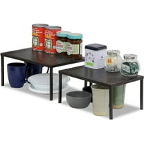Metal Top Expandable Stackable Kitchen Cabinet and Counter Shelf Organizer, Bronze
