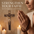 thumbnail image 2 of 19 Inch Wooden Wall Crucifix with Resin Jesus Figure - Catholic Religious Cross Decor for Home, Church, Prayer Room, 2 of 8